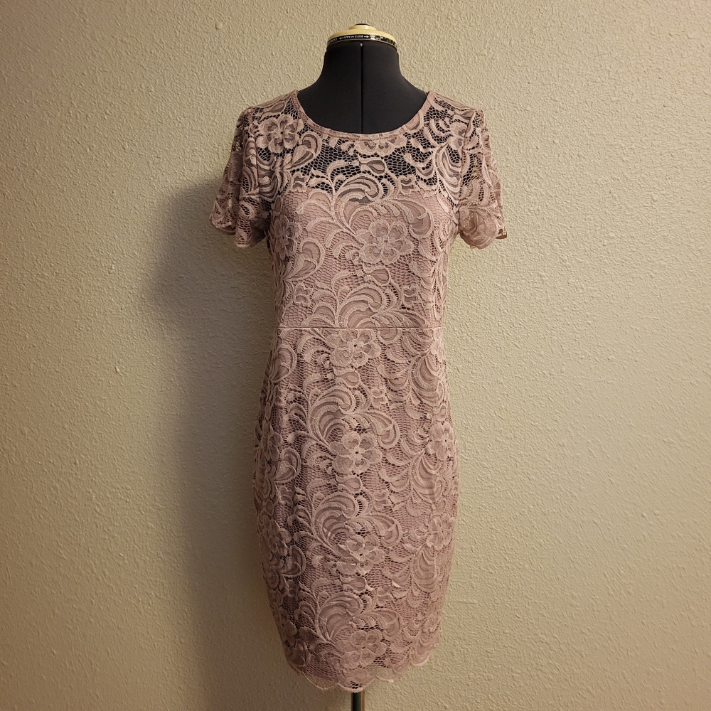 J for Justify Dusty Mauve Lace Dress Size Medium